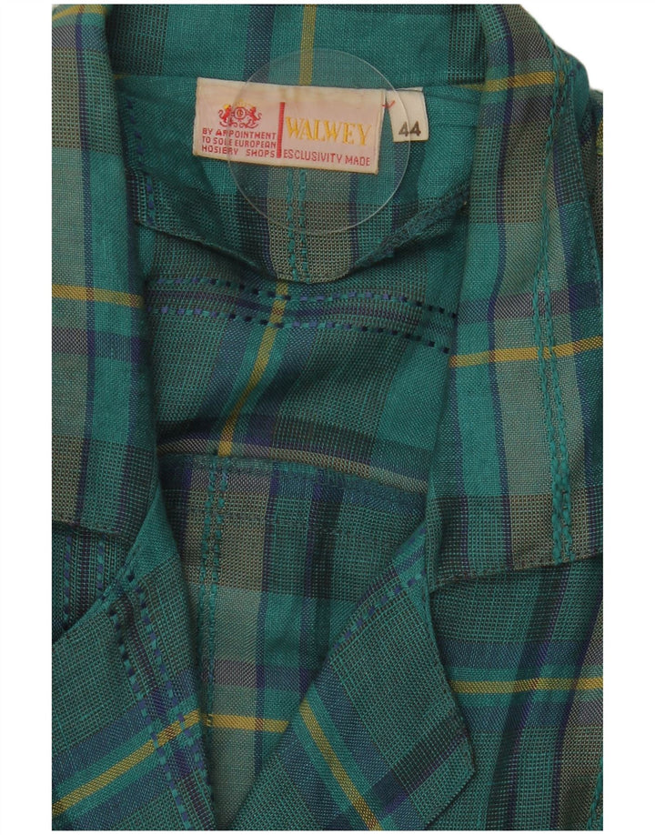 Giacca blazer vintage da donna a 3 bottoni EU 44 XL a quadri blu