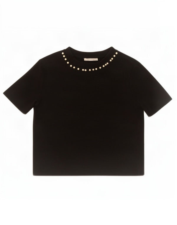 Top corto da donna Zara in camicetta UK 12 cotone nero medio
