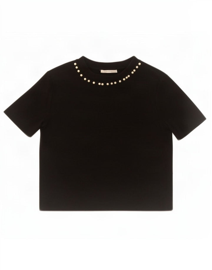 Top corto da donna Zara in camicetta UK 12 cotone nero medio