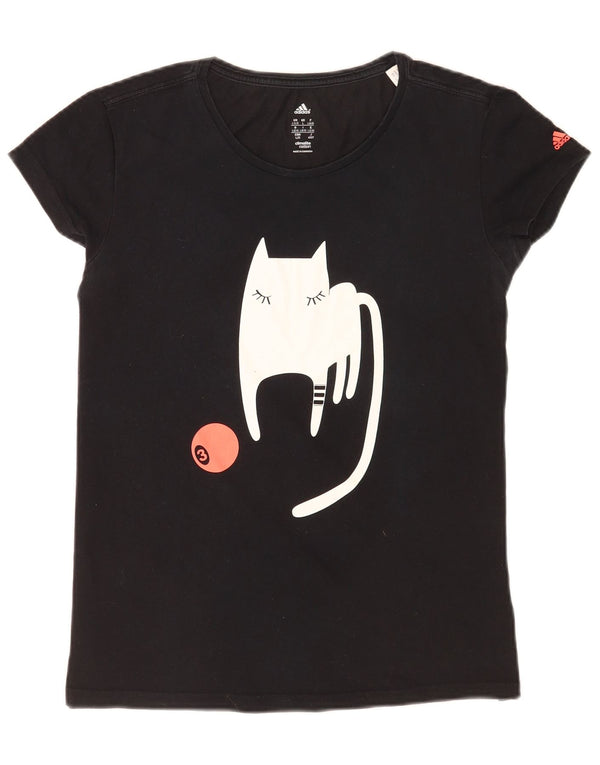 T-shirt grafica regolare da donna Adidas UK 16/18 grande nera