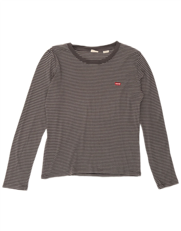 Levi's Top da donna a maniche lunghe UK 14 Cotone gessato grigio medio