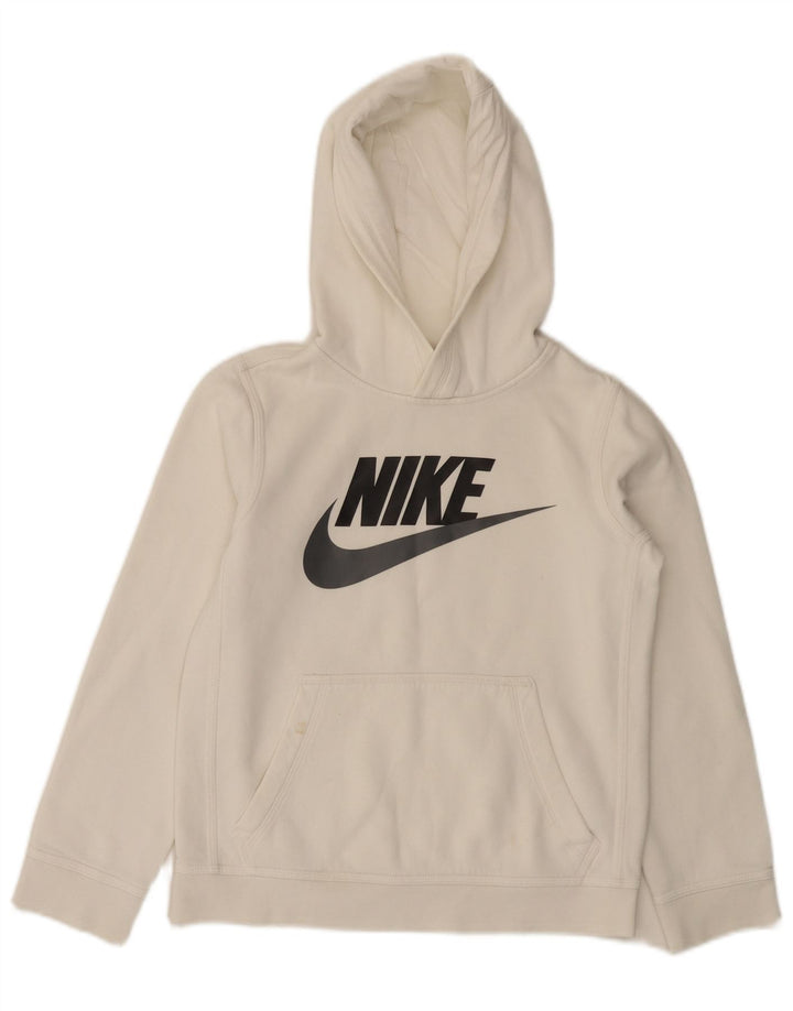 Felpa con cappuccio NIKE da ragazzo con vestibilità grafica standard, 10-11 anni, colore bianco medio