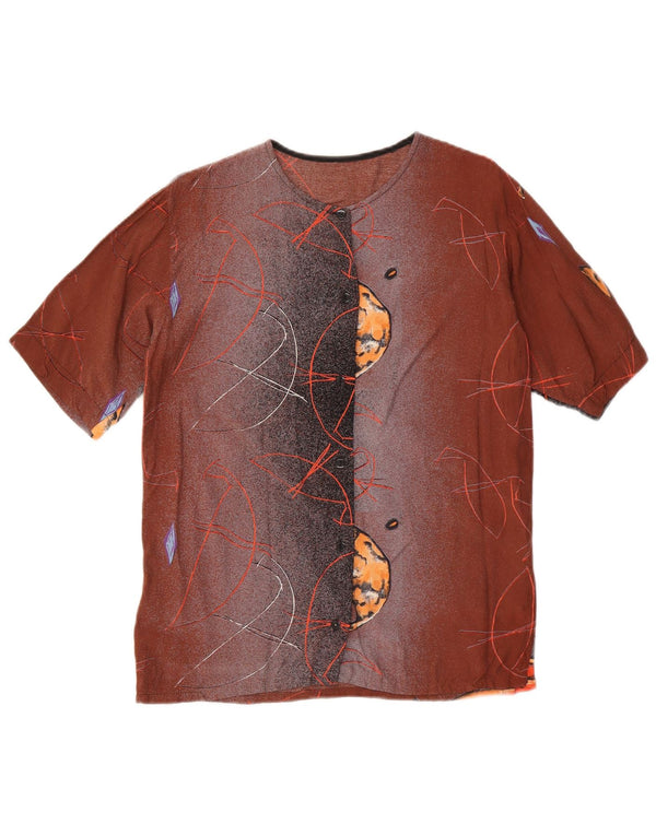 Camicetta a maniche corte con grafica vintage da donna UK 14 grande marrone