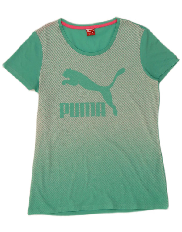 Puma T-shirt grafica da donna Top UK 14 Large Verde