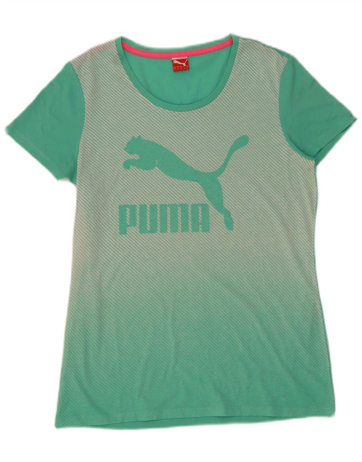 Puma T-shirt grafica da donna Top UK 14 Large Verde