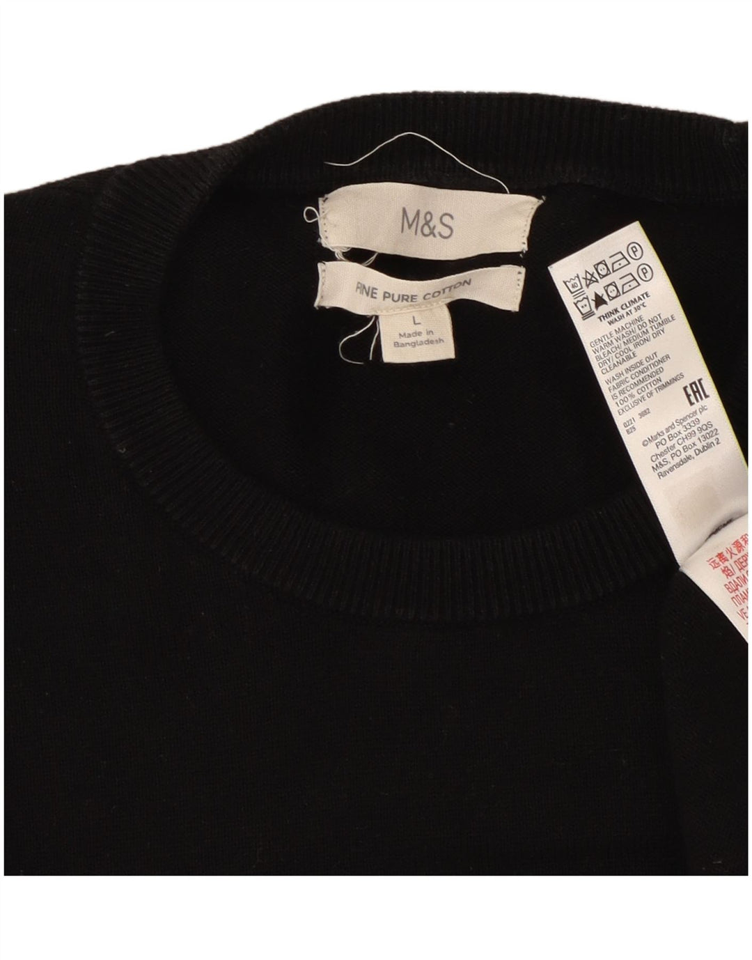 Maglione maglione girocollo da uomo Marks & Spencer grande cotone nero