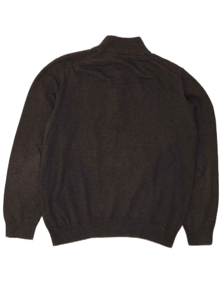 Crew Clothing Maglione da uomo con zip e collo grande in cotone grigio