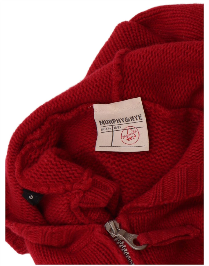 MURPHY & NYE Maglione cardigan con cappuccio da donna UK 10 Piccolo Borgogna