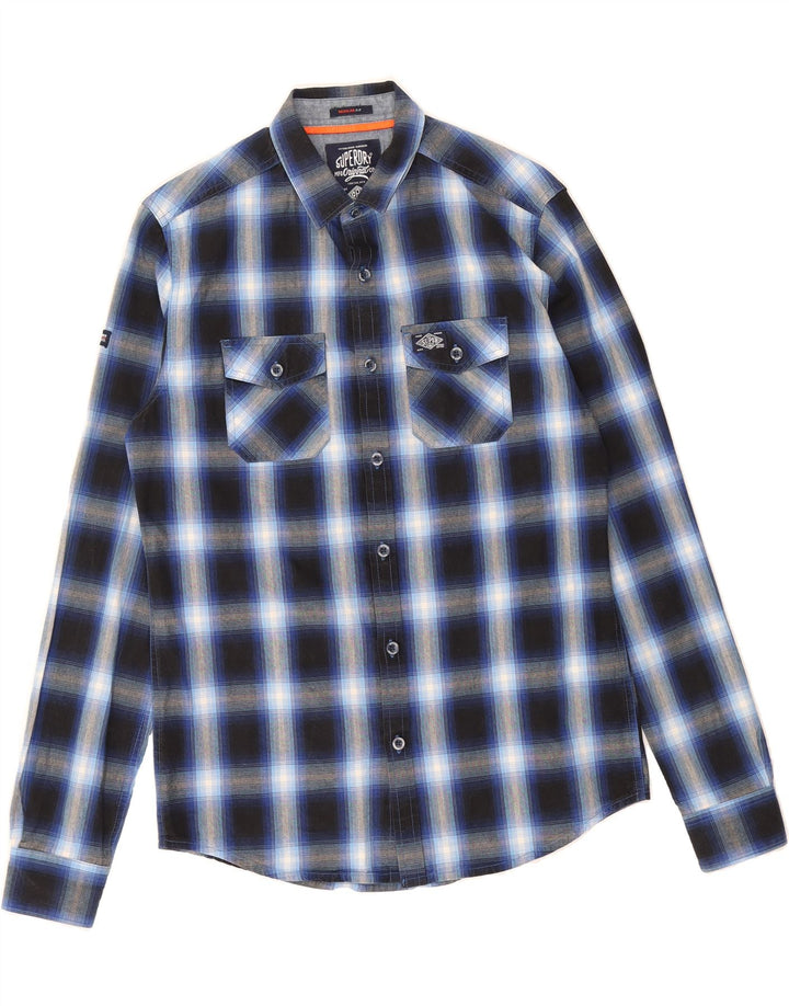 SUPERDRY Mens Regular Fit Shirt Small Blue Check Cotton Vintage Superdry and Second-Hand Superdry from Messina Hembry 