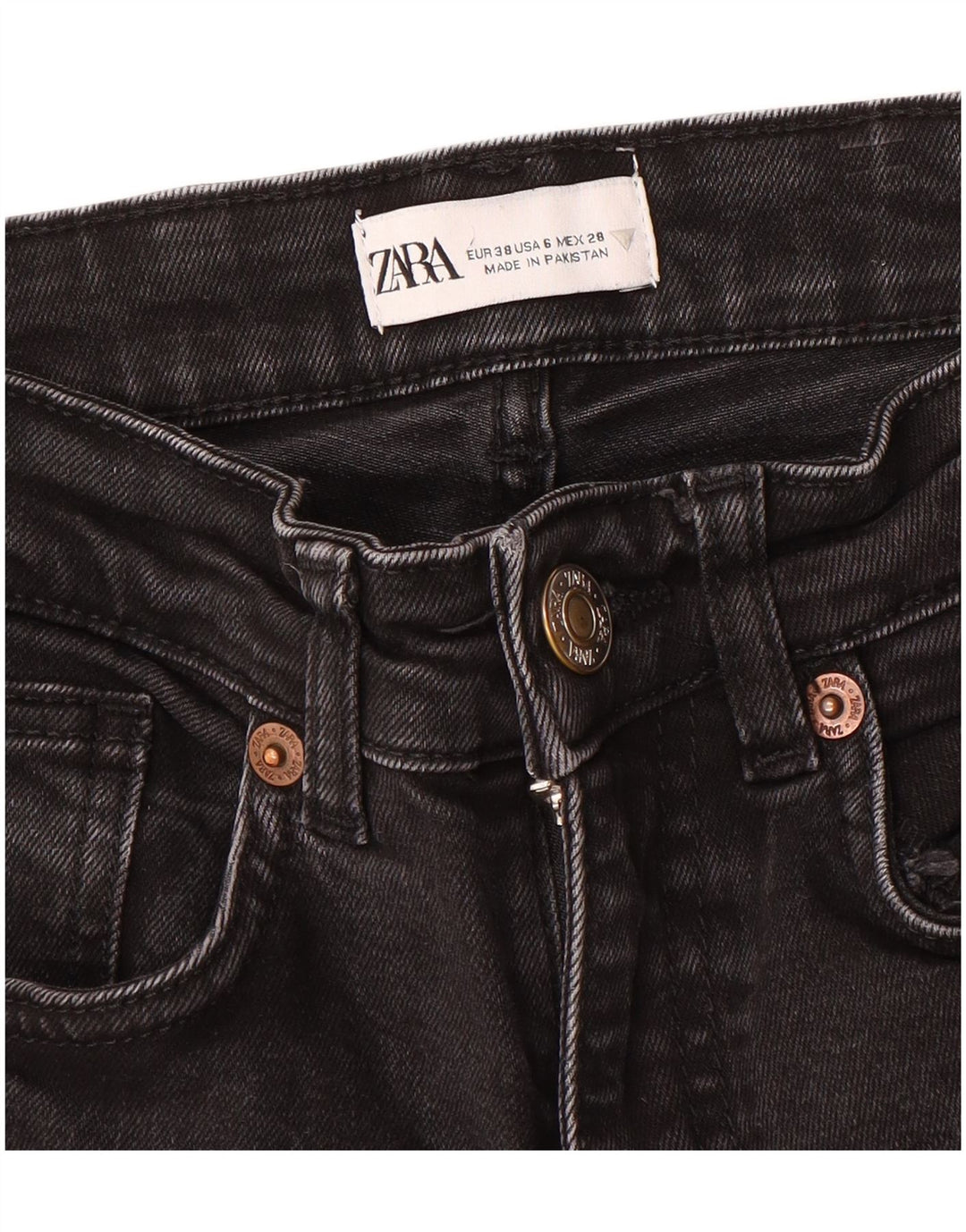 Jeans corti da donna Zara EU 38 piccoli W28 L25 neri