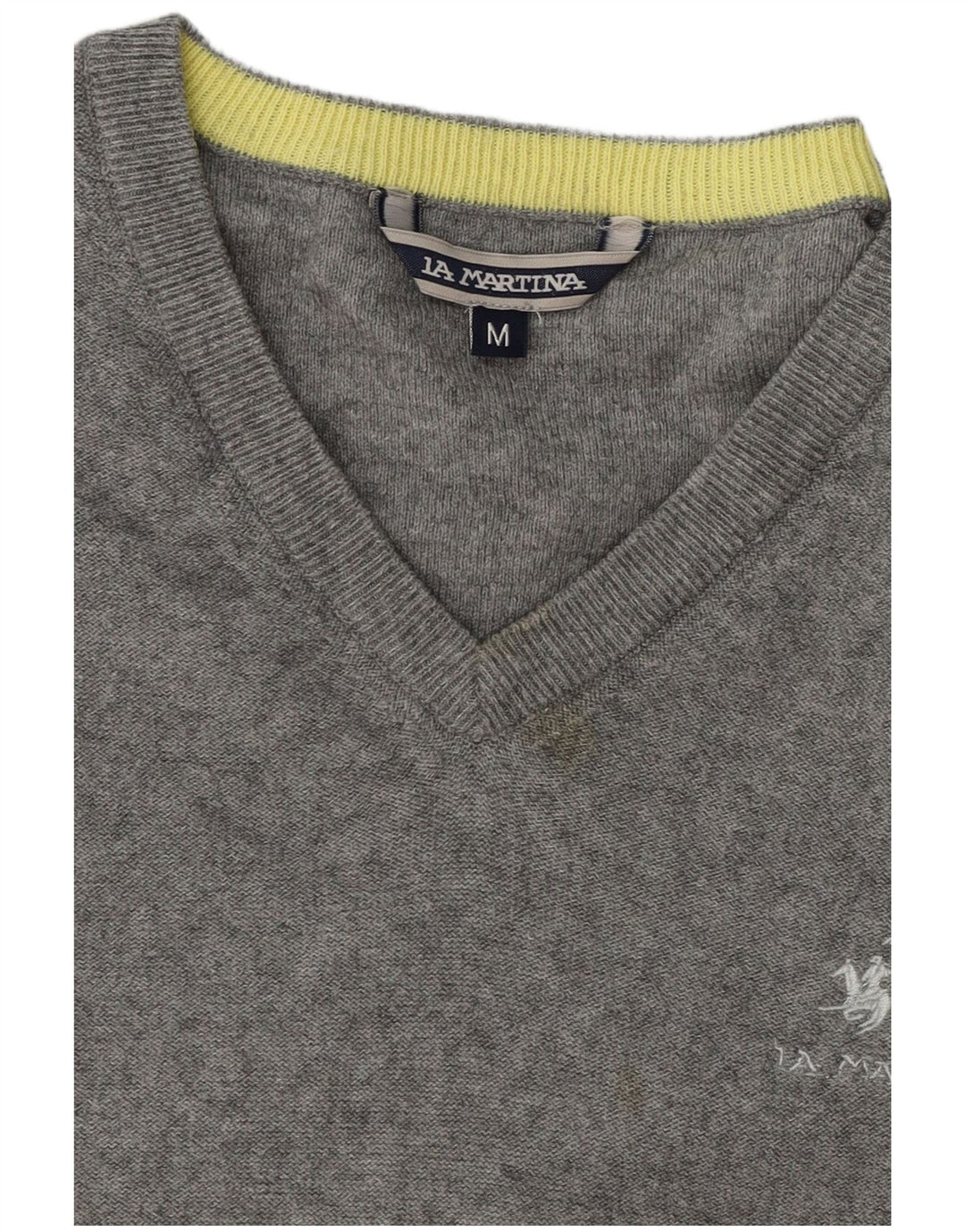 Maglione da uomo con scollo a V La Martina in cotone grigio medio