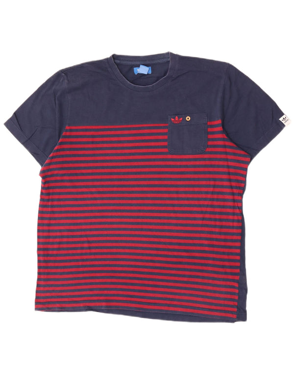 T-shirt da uomo Adidas Top grande in cotone a righe blu navy