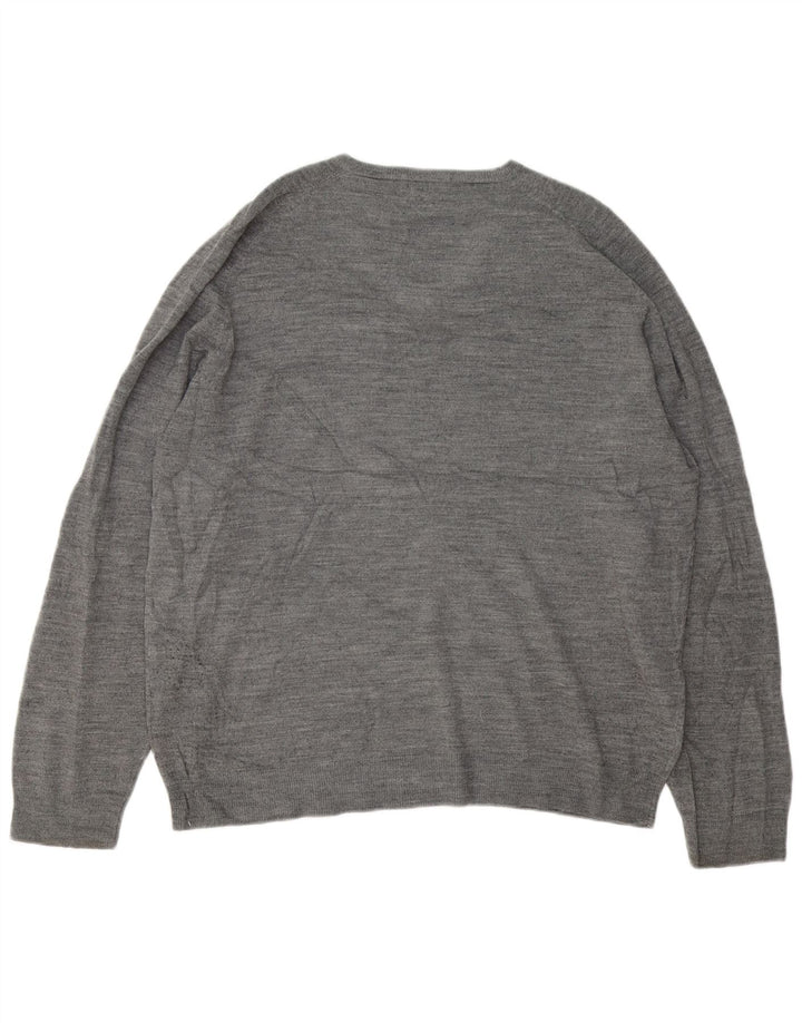 Maglione maglione con scollo a V blu Harbour da uomo Marks & Spencer XL grigio chiazzato