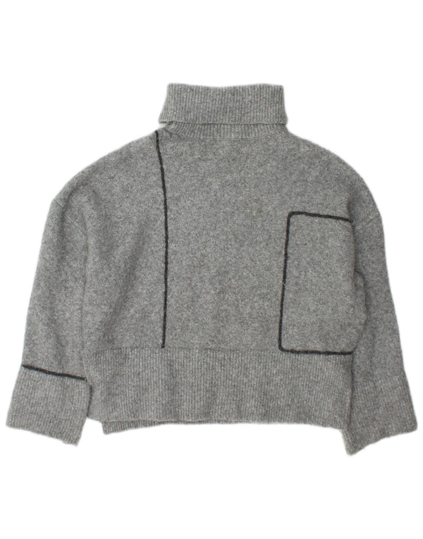 Maglione maglione oversize con collo alto da donna Zara UK 10 piccolo acrilico grigio