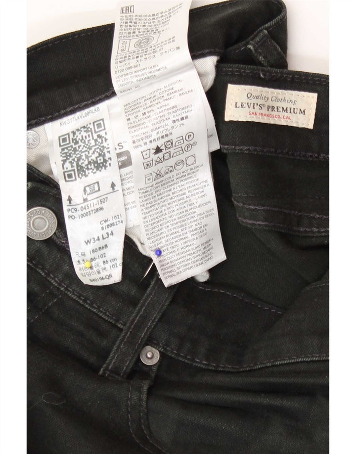 Jeans slim da uomo Levi's W34 L34 cotone nero