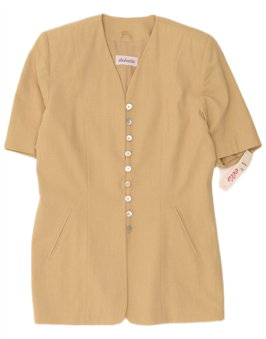 Giacca blazer vintage da donna a maniche corte a 9 bottoni EU 38 Beige medio