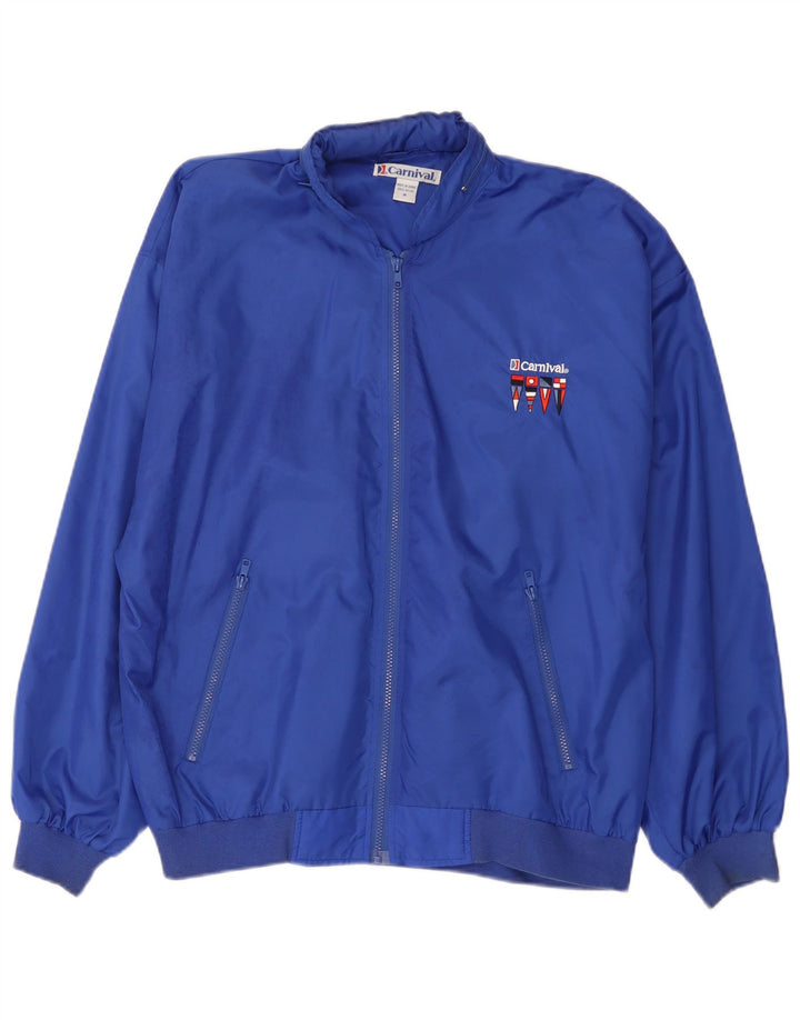 Giubbotto bomber con cappuccio vintage da uomo UK 38 nylon blu medio