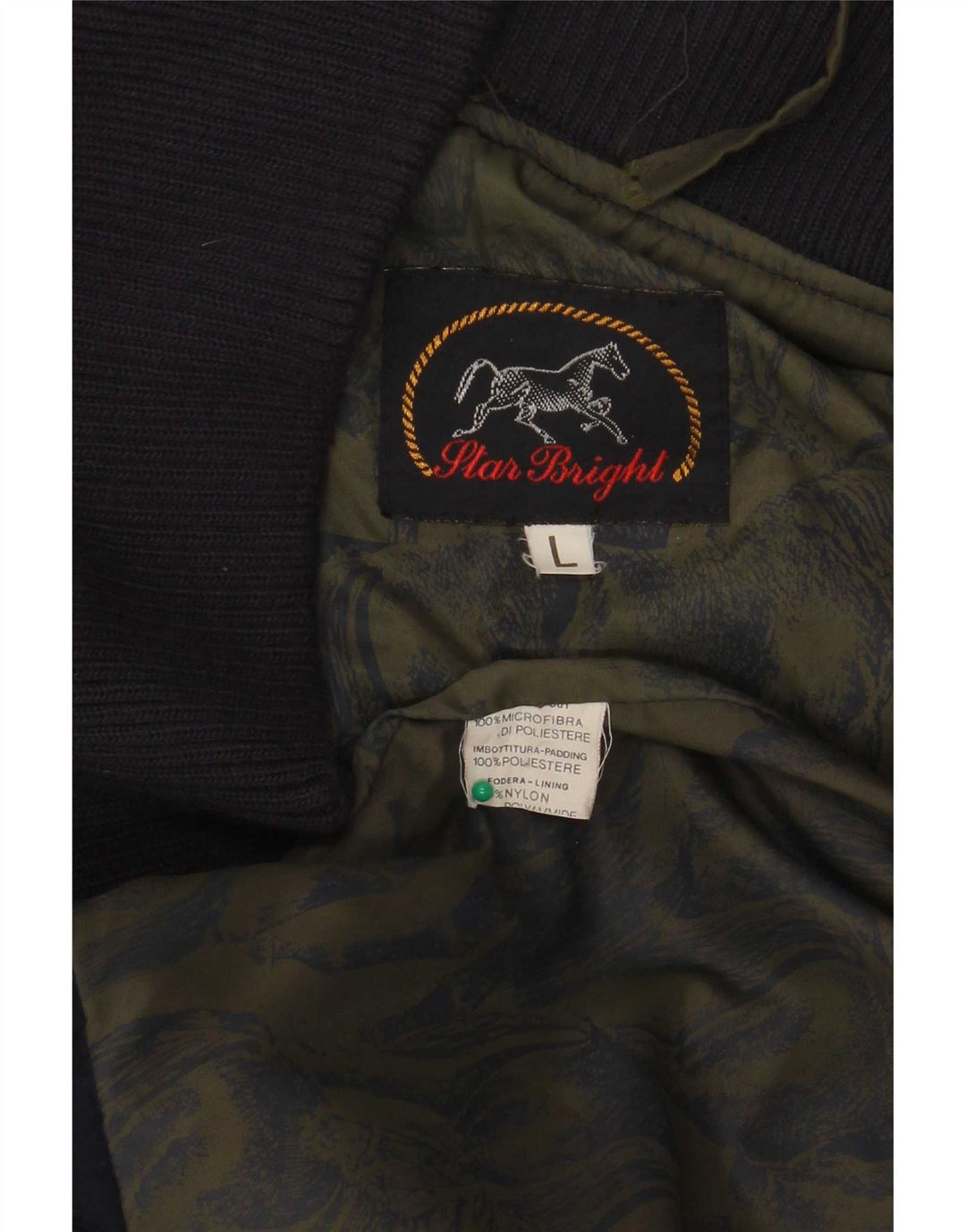 Gilet trapuntato doppio petto da uomo vintage UK 40 grande poliestere blu navy