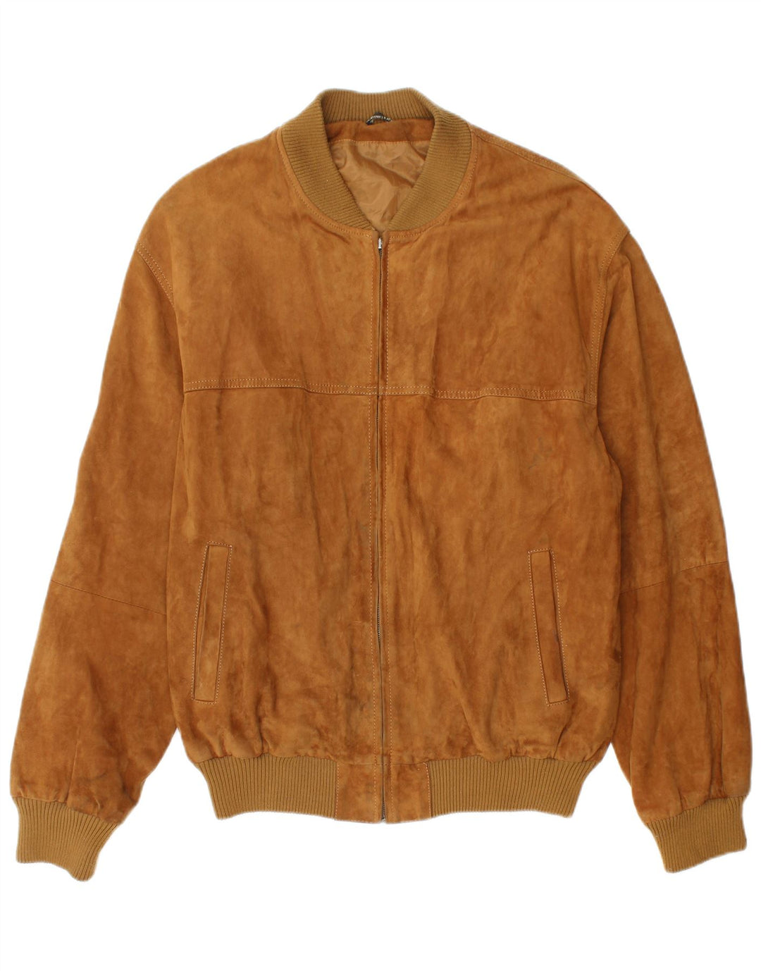 Giubbotto bomber vintage in pelle scamosciata da uomo IT 54 2XL in pelle marrone