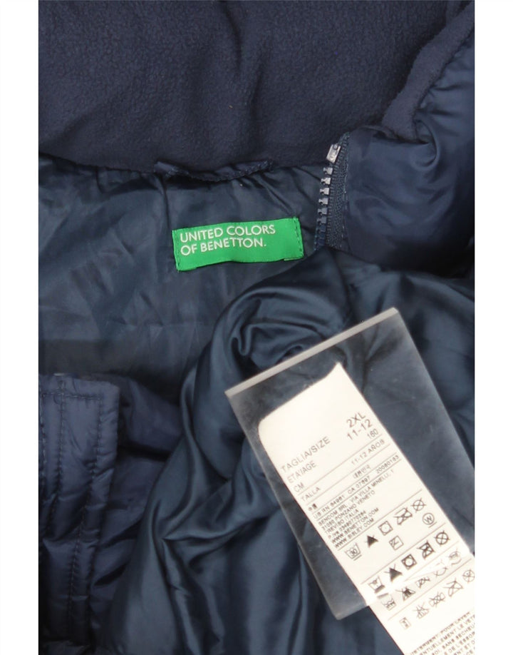 Gilet imbottito con cappuccio per ragazzi BENETTON 11-12 anni 2XL Blu Navy Poliammide