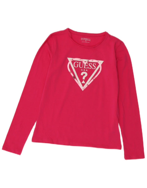 Top Guess Bambina Grafica Manica Lunga 13-14 Anni Cotone Rosa