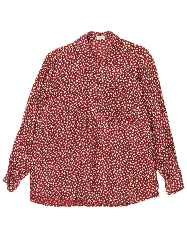 Camicia vintage da donna UK 18 XL in viscosa floreale rossa