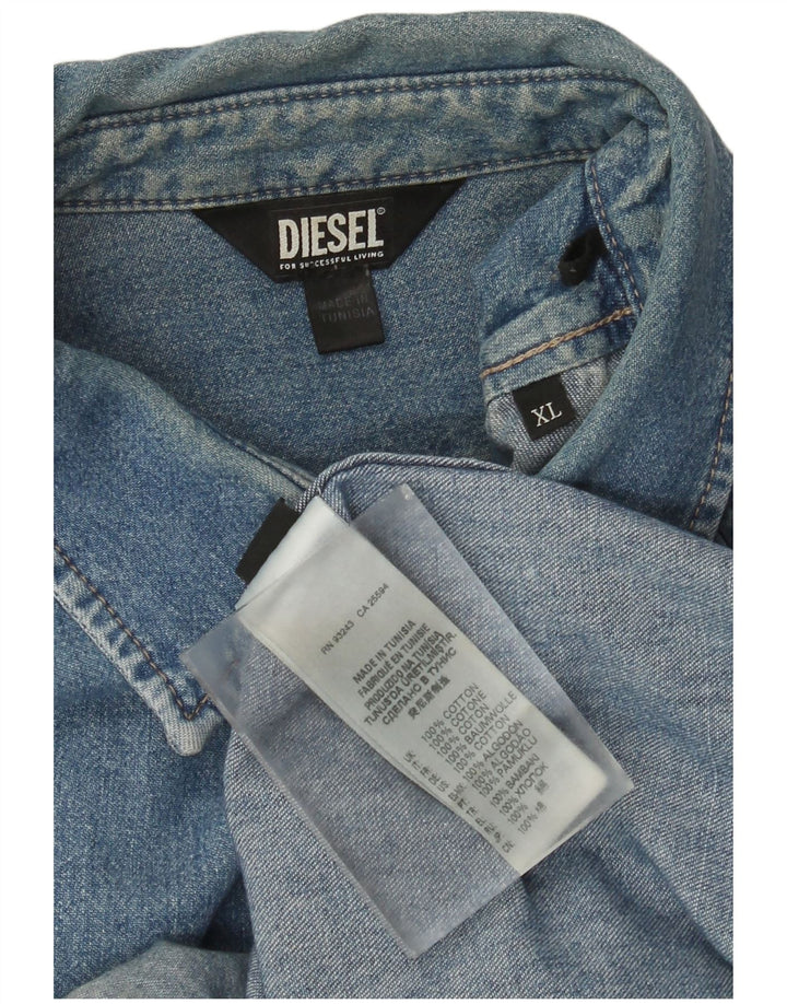 Camicia di jeans da uomo Diesel XL in cotone blu