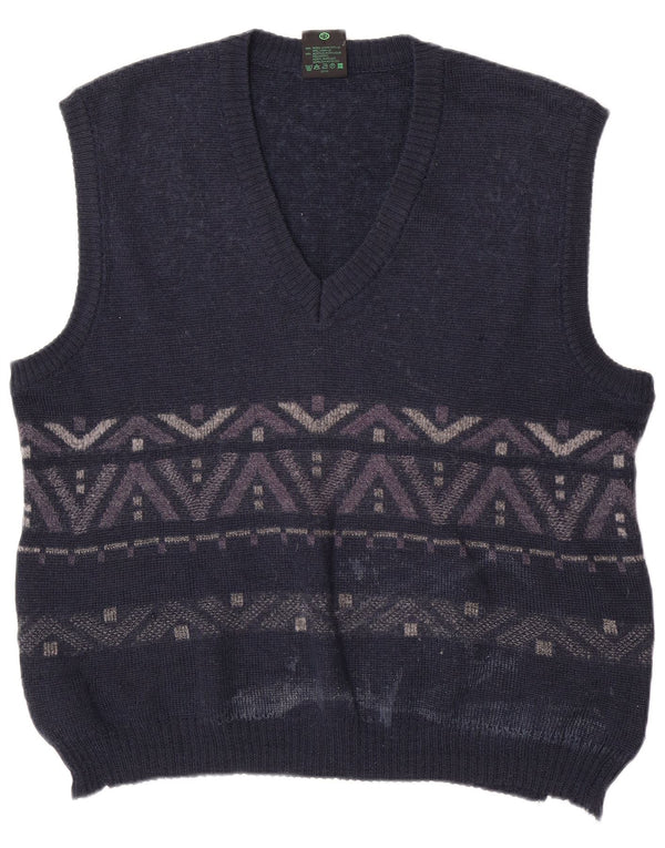 Canotta da uomo C&A Westbury Canotta XL Lana geometrica blu navy