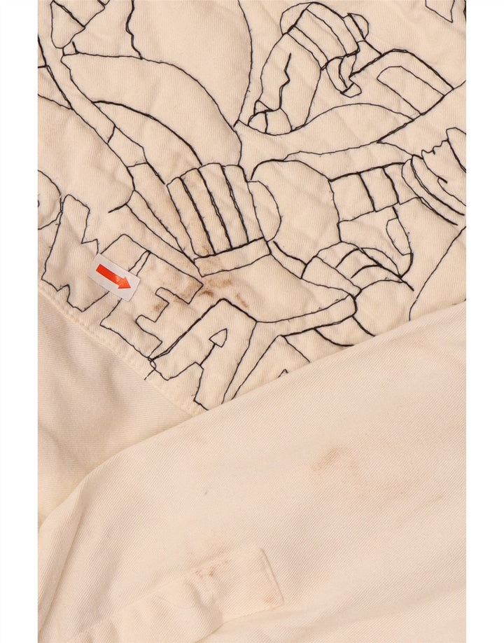 Camicia grafica da uomo vintage grande in cotone bianco