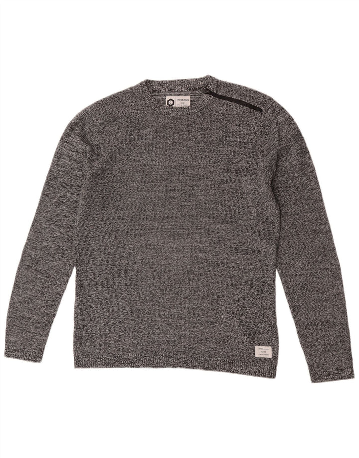 Maglione maglione girocollo da uomo Jack & Jones grande cotone chiazzato grigio