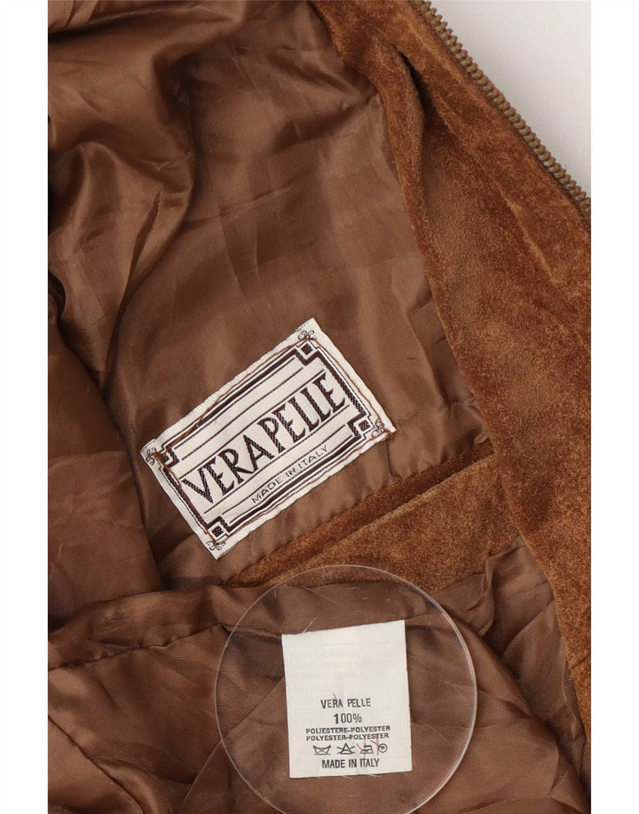 Giacca vintage in pelle scamosciata da uomo IT 48 in pelle marrone medio