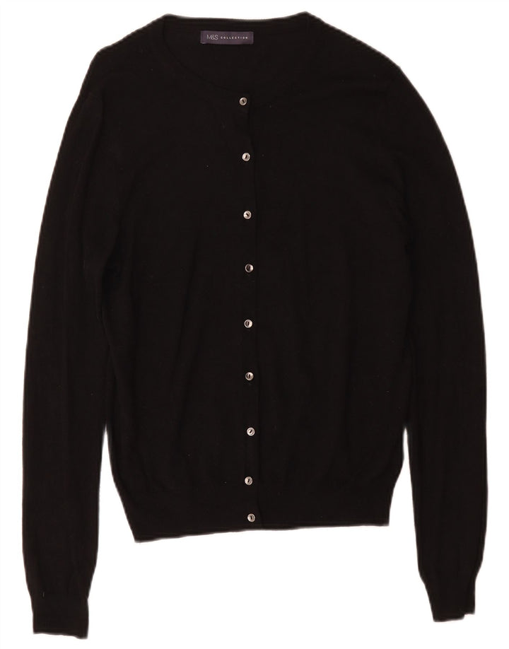 Maglione cardigan da donna Marks & Spencer UK 12 viscosa nera media