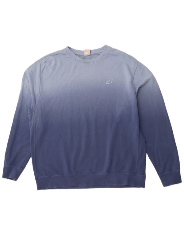 NIKE Felpa da uomo Maglione XL Blu Colourblock in cotone
