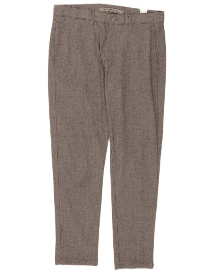 Pantaloni chino slim da uomo Zara EU 38 Small W30 L27 poliestere grigio