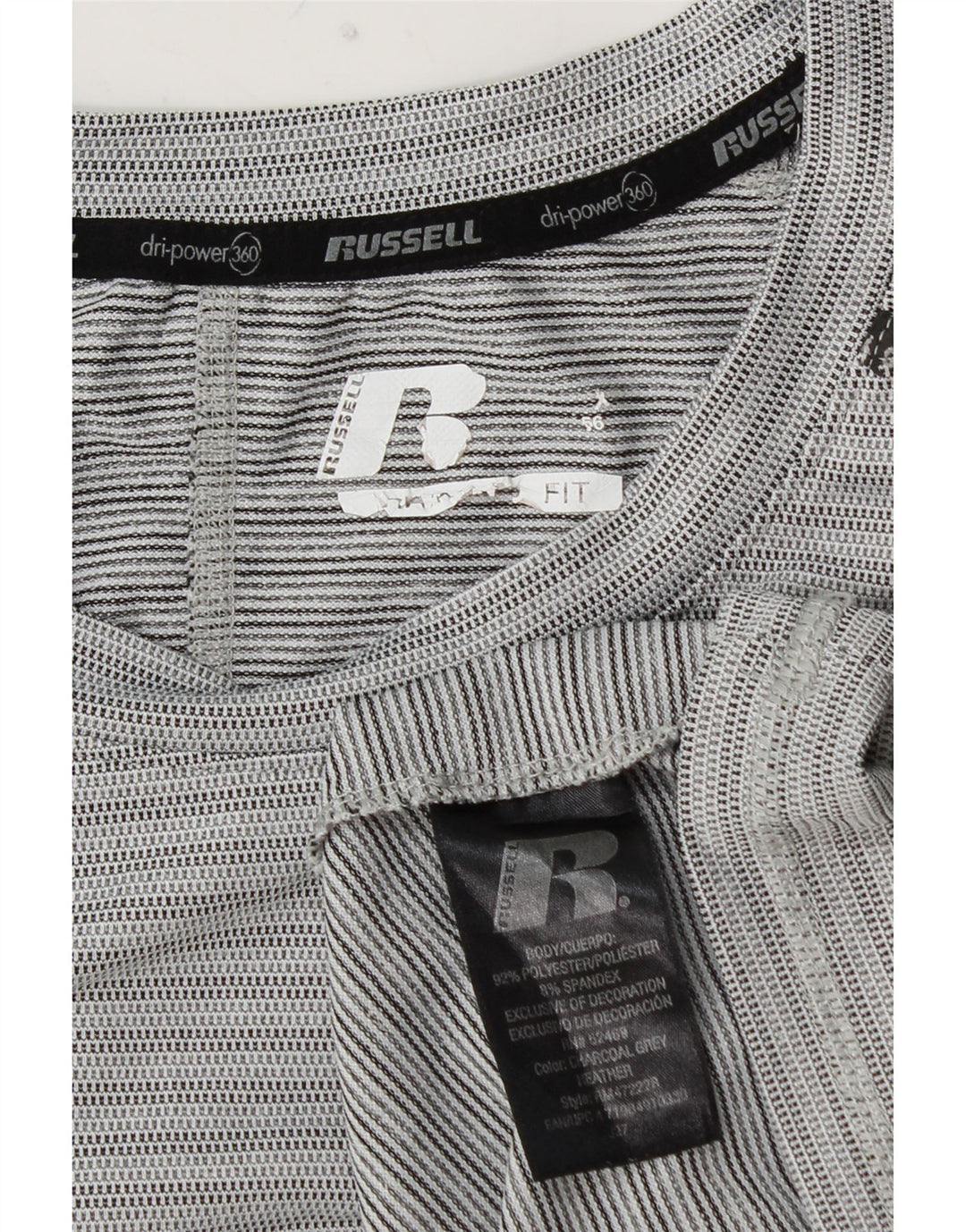 RUSSELL ATHLETIC Maglia da uomo Dri-Power a maniche lunghe XL gessata grigia