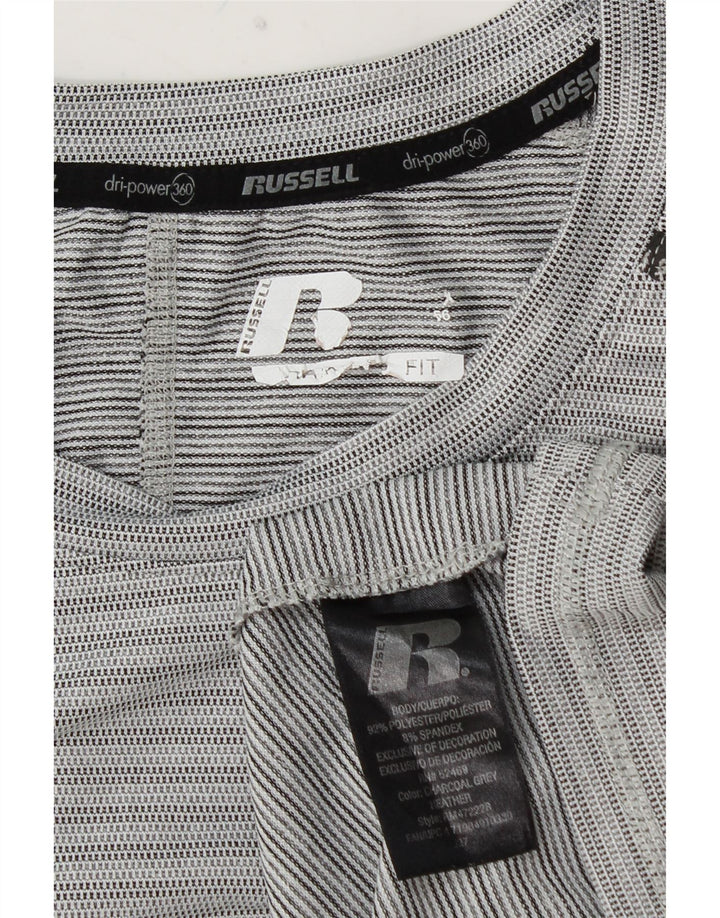 RUSSELL ATHLETIC Maglia da uomo Dri-Power a maniche lunghe XL gessata grigia