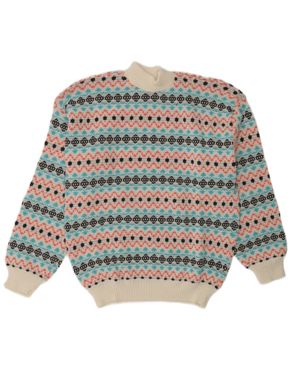 Maglione da uomo vintage con collo alto e maglione medio multicolore Fair Isle