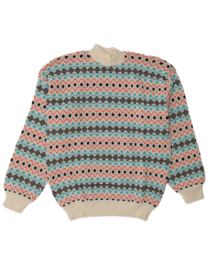 Maglione da uomo vintage con collo alto e maglione medio multicolore Fair Isle