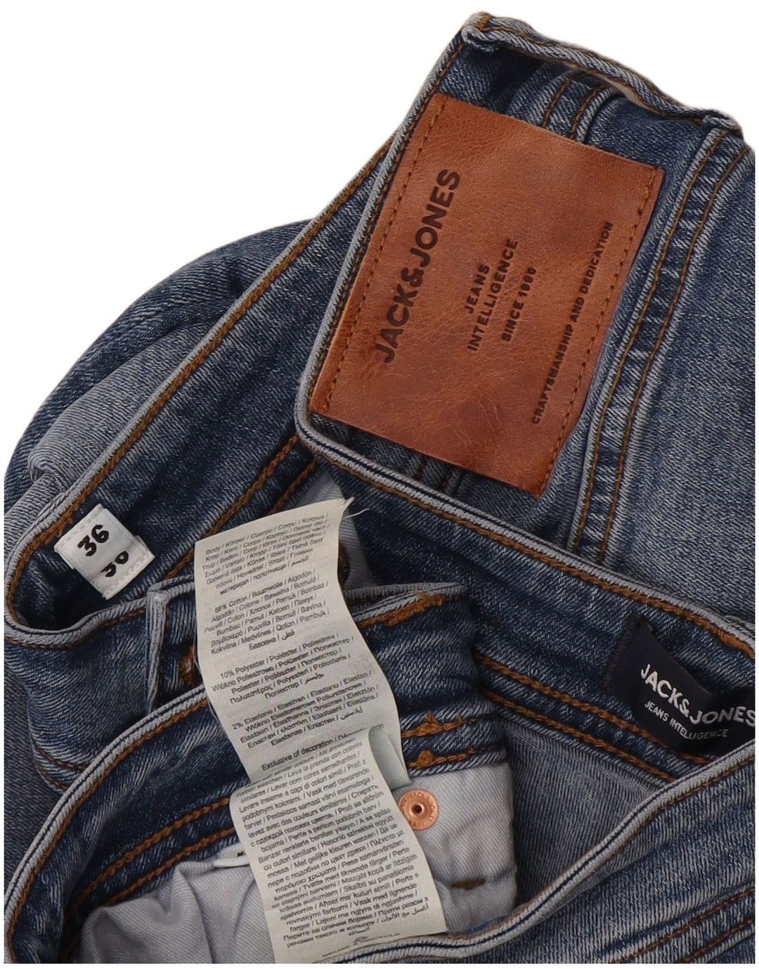 Jeans dritti da uomo Jack & Jones Tim W36 L30 cotone blu
