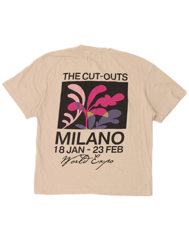 JACK & JONES T-shirt grafica da uomo grande in cotone beige