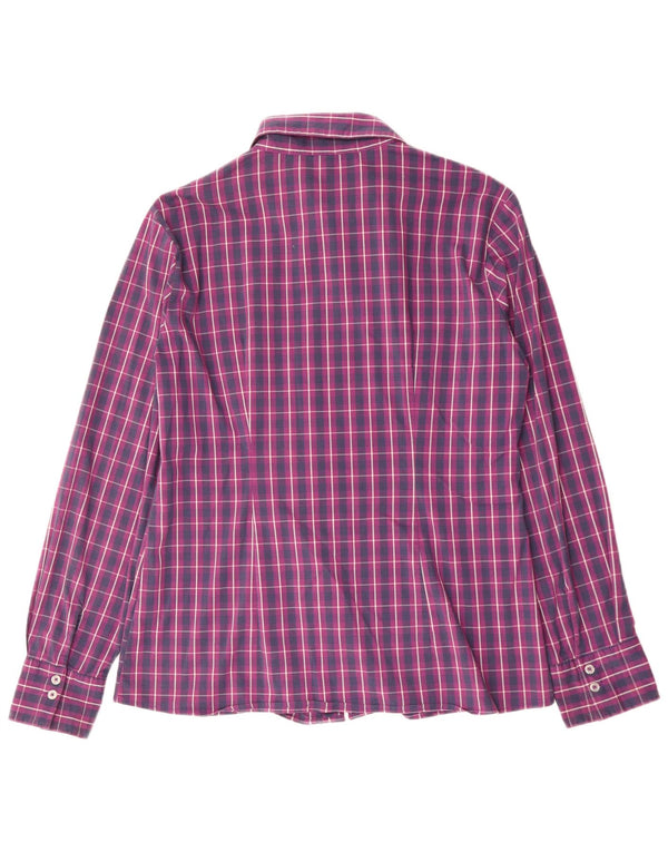 BENETTON Womens Shirt UK 16 Large Purple Check Cotton