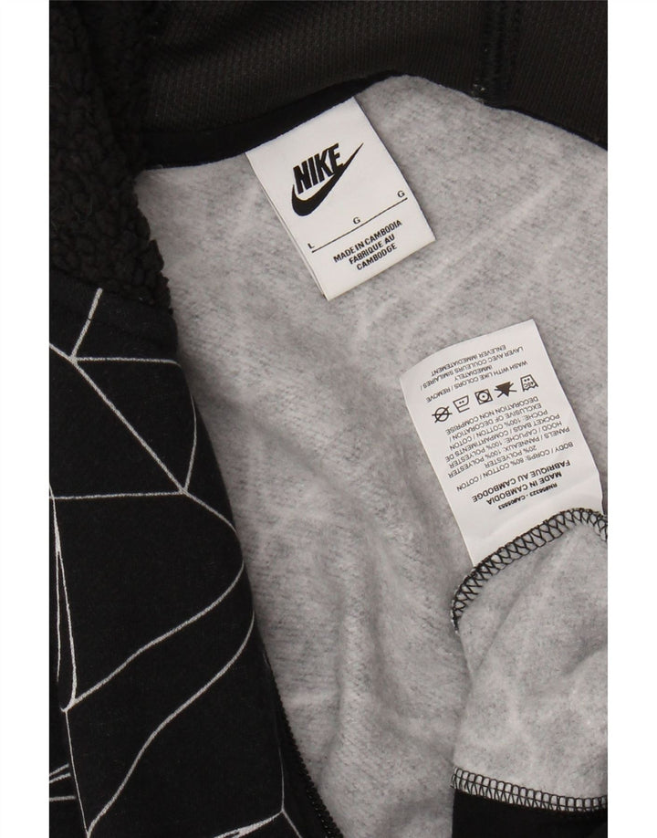 Maglione con cappuccio e zip NIKE per ragazzi 12-13 anni Large in cotone geometrico nero