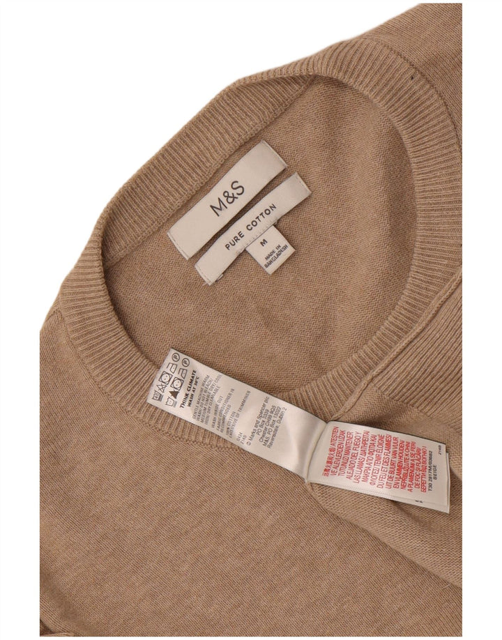 Maglione maglione girocollo da uomo Marks & Spencer in cotone beige medio
