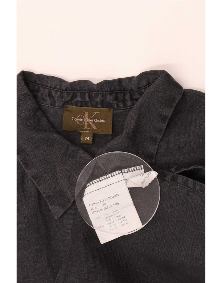 Camicia kaki da donna Calvin Klein UK 12 Lino grigio medio