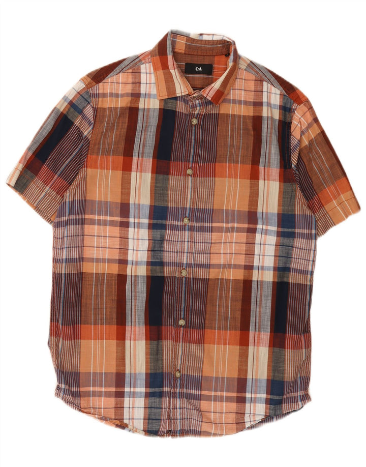 Camicia da uomo a maniche corte C&A piccola in cotone a quadri multicolore