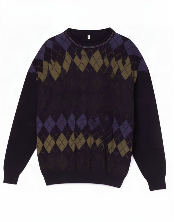 Maglione vintage da uomo girocollo IT 52/54 grande blu navy
