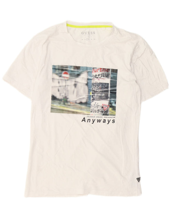 Guess T-shirt grafica da uomo slim fit in cotone bianco medio