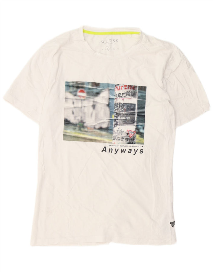 Guess T-shirt grafica da uomo slim fit in cotone bianco medio