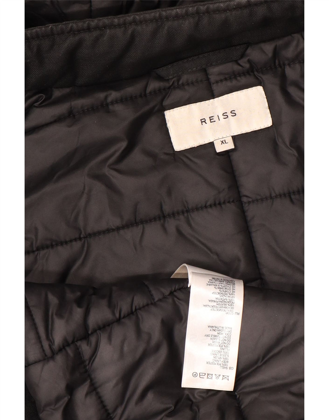 Giacca imbottita con cappuccio da uomo Reiss UK 42 XL poliestere nero