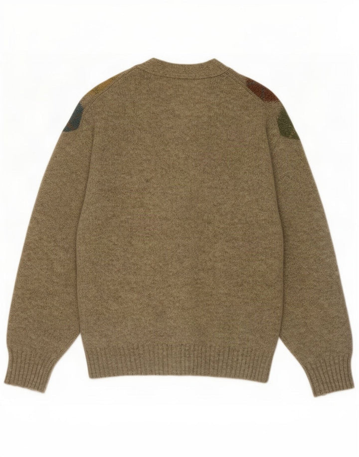 Maglione cardigan da uomo Trussardi grande kaki a rombi/diamante